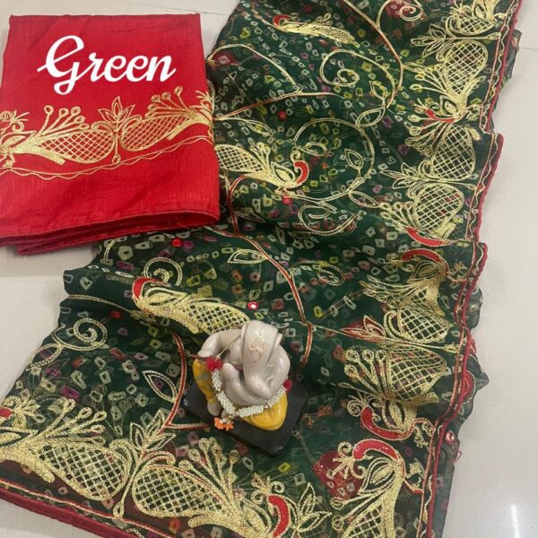 Gorget fabric with zari saree