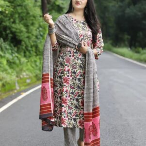 Reyon fabric with hand work embroidery suit