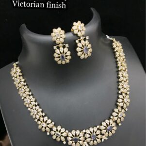 Diamond studded necklace and earings set