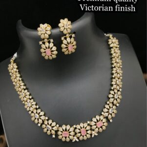 Diamond studded necklace and earings set