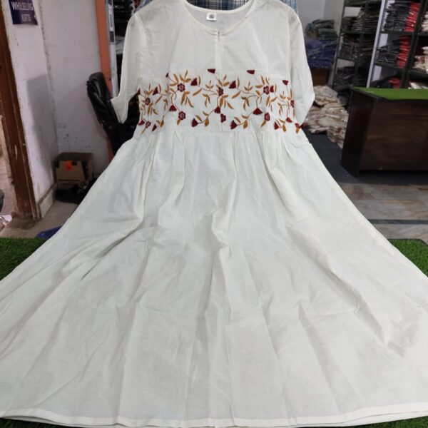 embroidered white gown