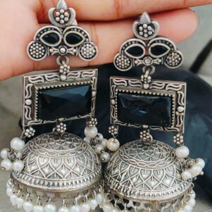 Stone jhumka earrings
