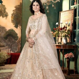 Satin embellished lehenga