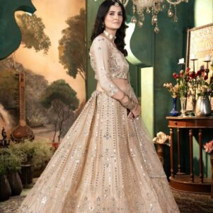 Satin embellished lehenga