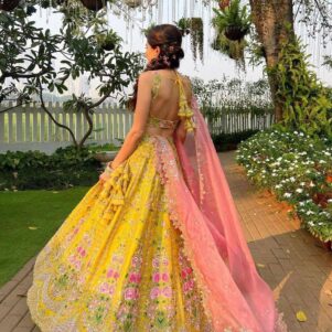 Satin silk embroidery lehenga