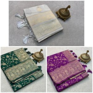 Crepe Georgette Saree Collection – Banarasi Border & Jaal Designs